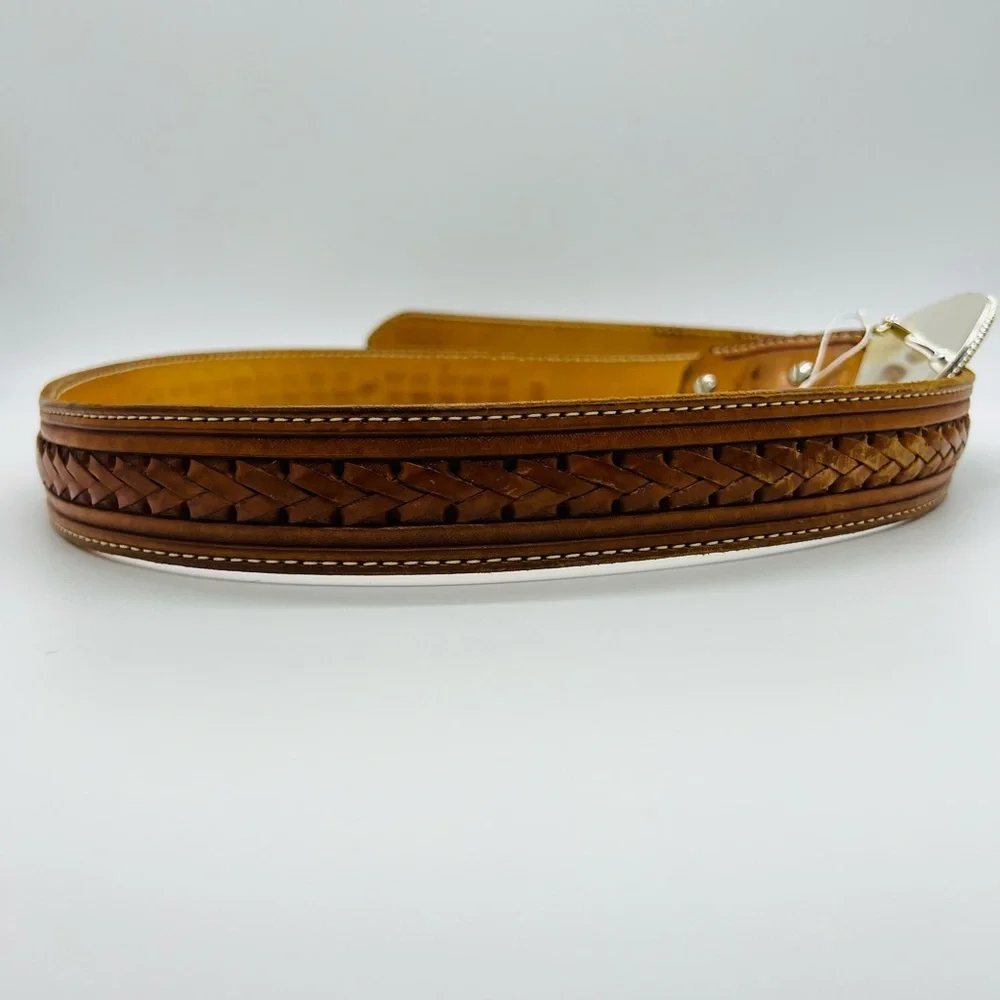 Montana Silversmiths Silver & Gold Eagle Buckle And Tan Leather Belt